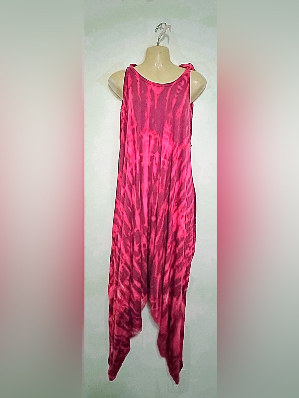 Women's Pink Tie-Dye Sleeveless Jumpsuit Dress